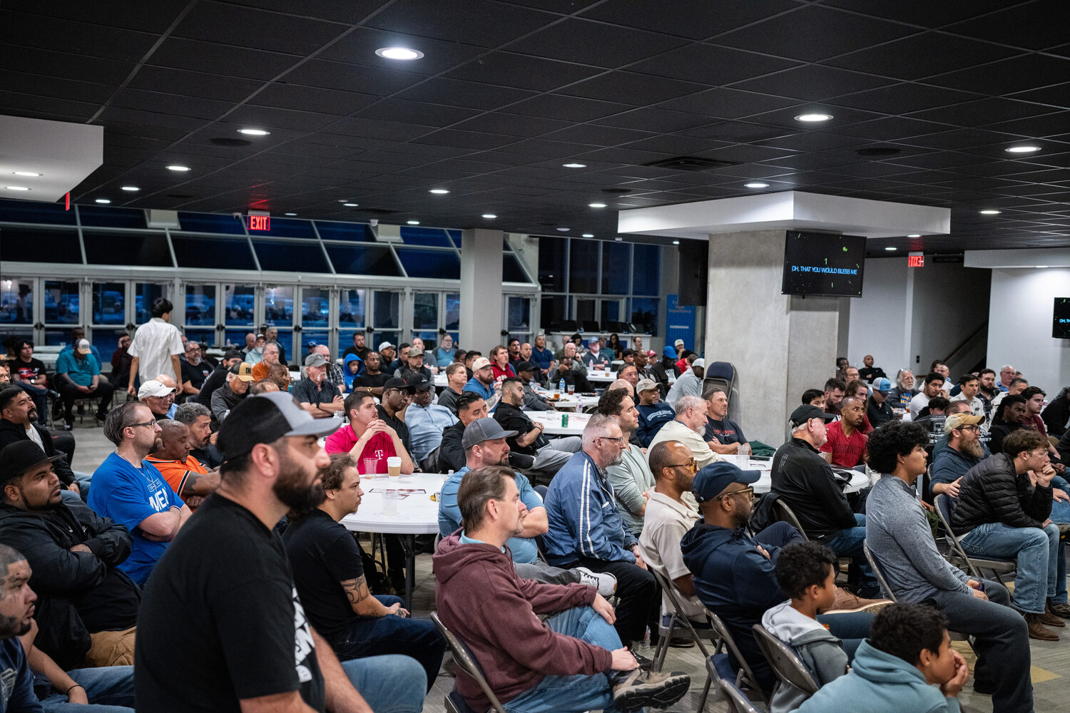 Men listening during the message