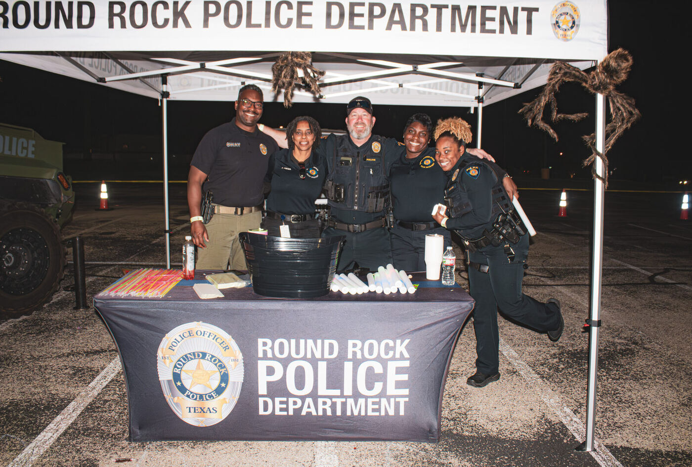 Round Rock Police Department officers at their booth